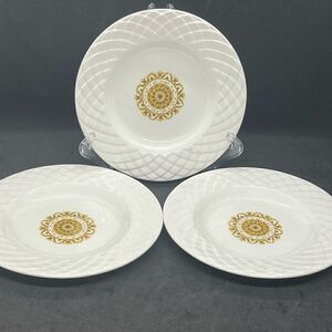 VTG Gold Medallion Enoch Wedgwood Set Of 3 6" Bread &Butter Plate Saucer England